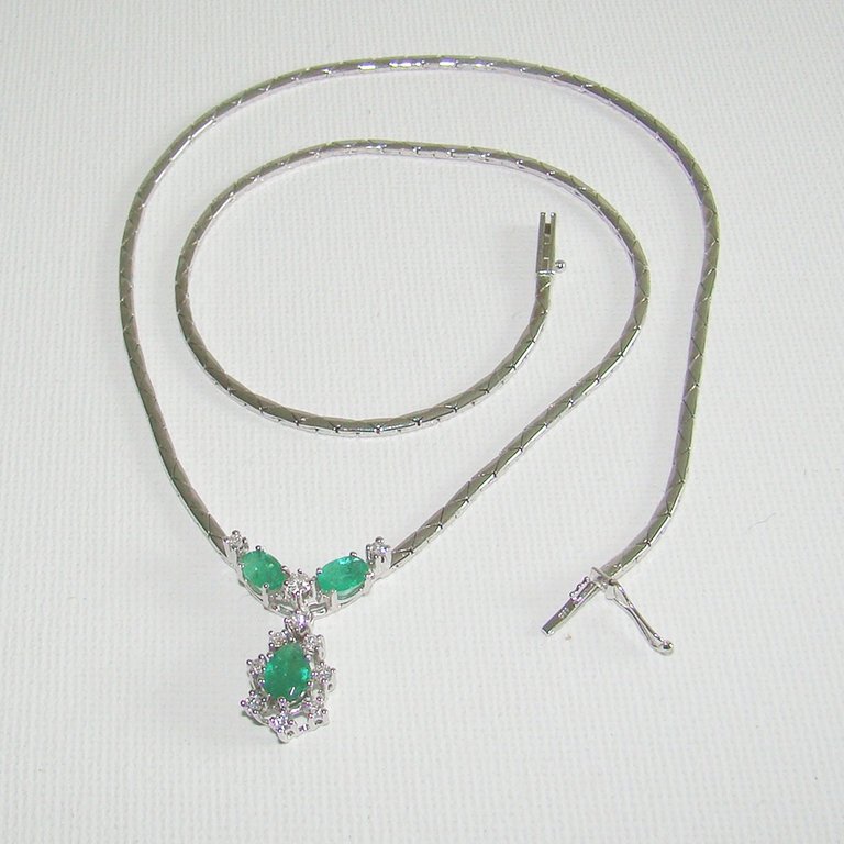 Halskette Gold 585er Smaragd Brillanten