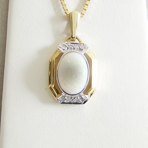 Anhänger Gold 585er Opal Diamanten